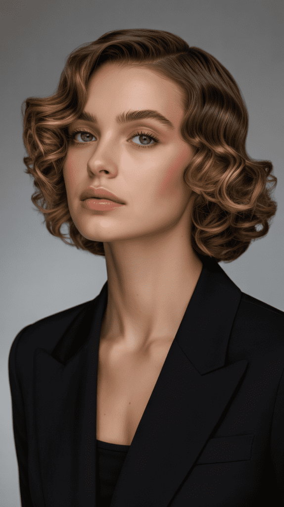 Sleek French Bob with Defined Curls