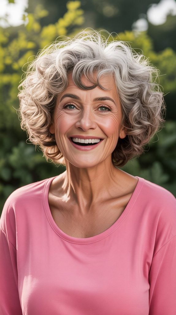 Voluminous Curls with Soft Bangs