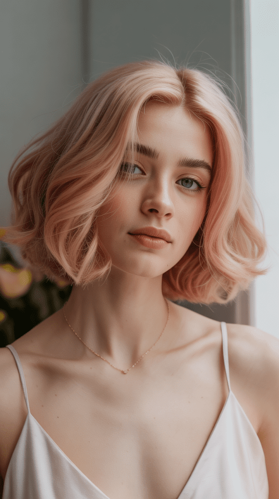 Romantic French Bob with Rose Blonde