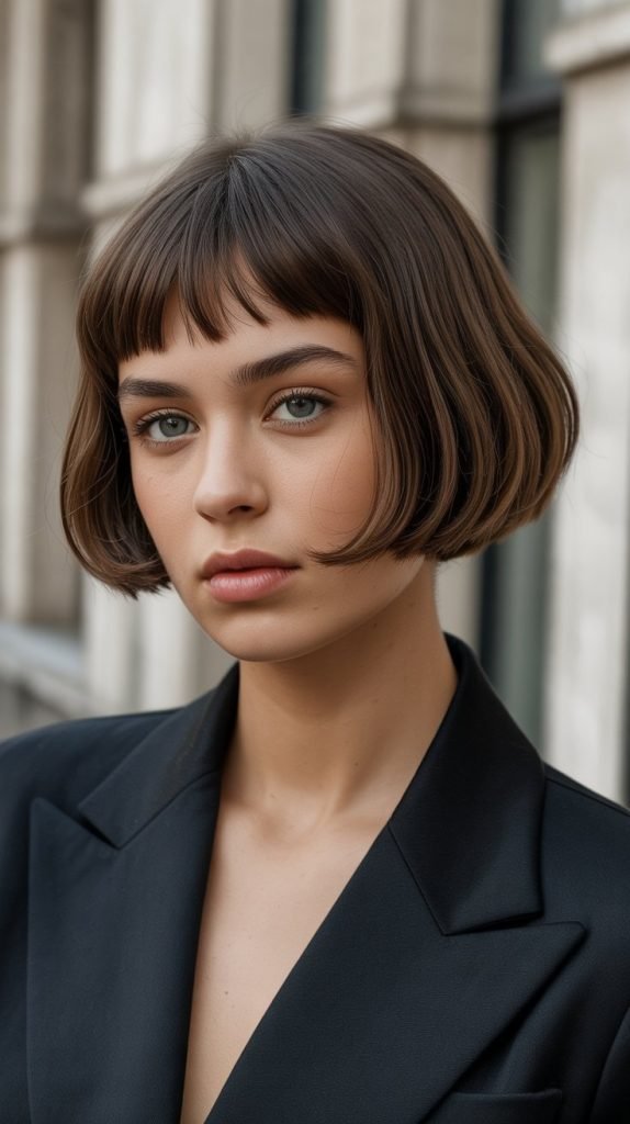 Rounded French Bob with Baby Bangs