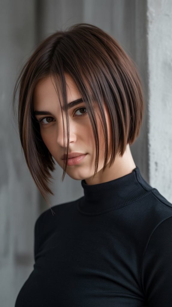 Asymmetrical Layered Bob with Razor Texturing