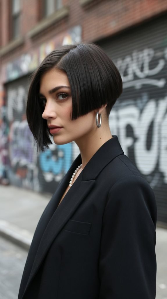Asymmetrical Black Blunt Bob