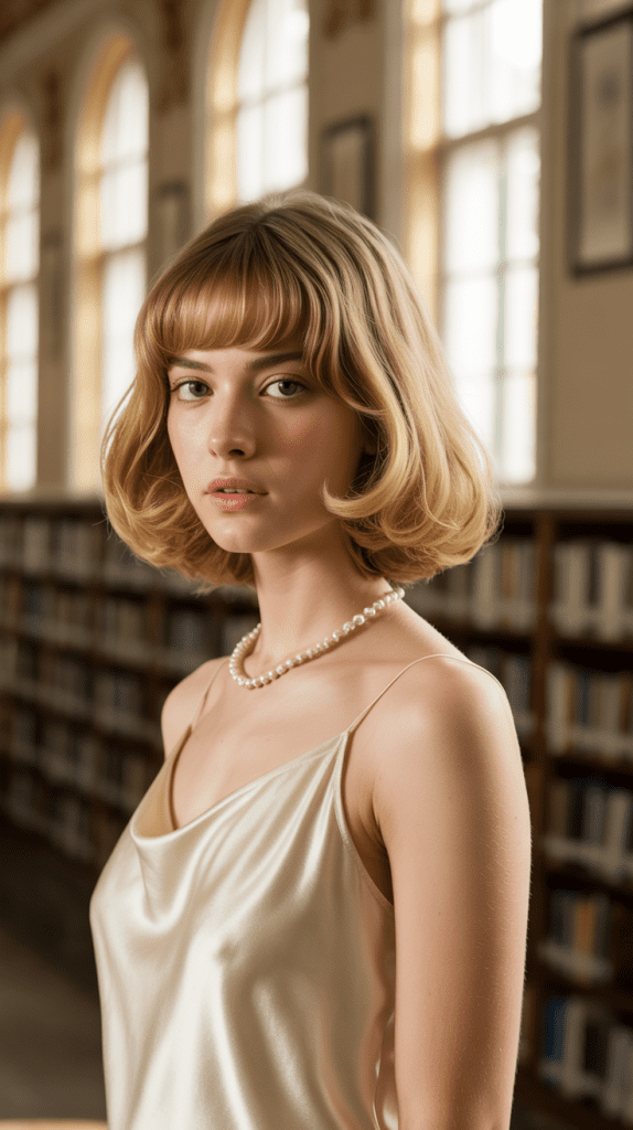 Romantic Shag Bob with Curved Fringe