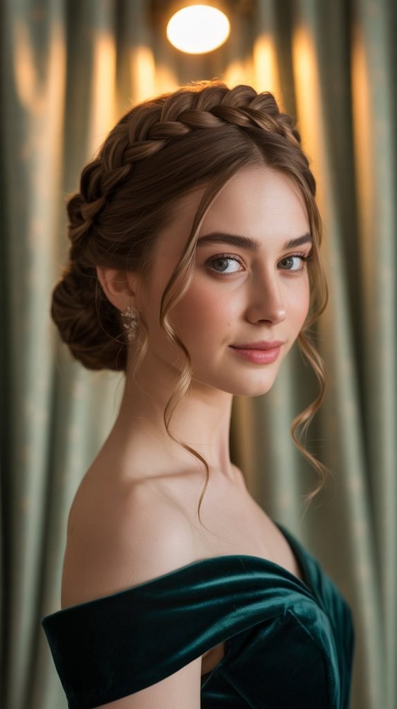 . Crown Braid with Low Bun