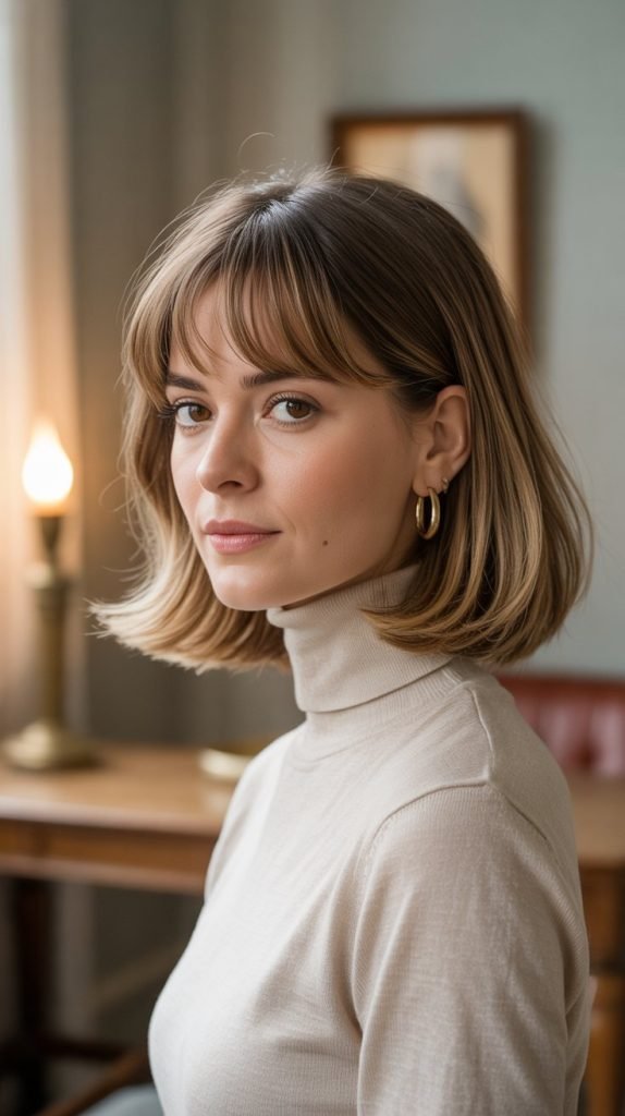 Feathered Bob with Curtain Bangs