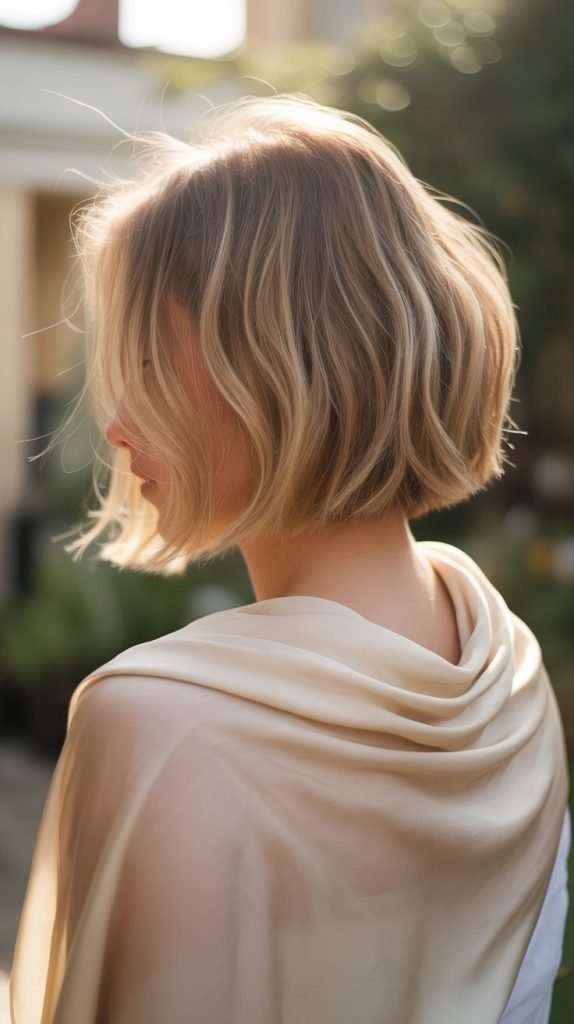 Feathered Medium Bob Back View