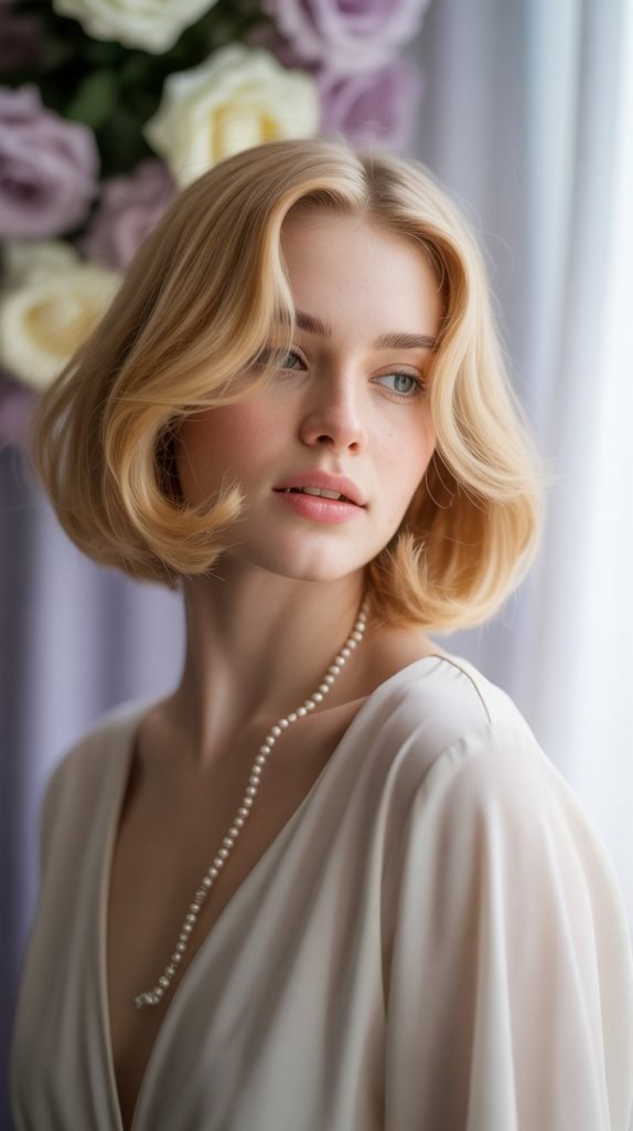 Soft Romantic Blonde Bob