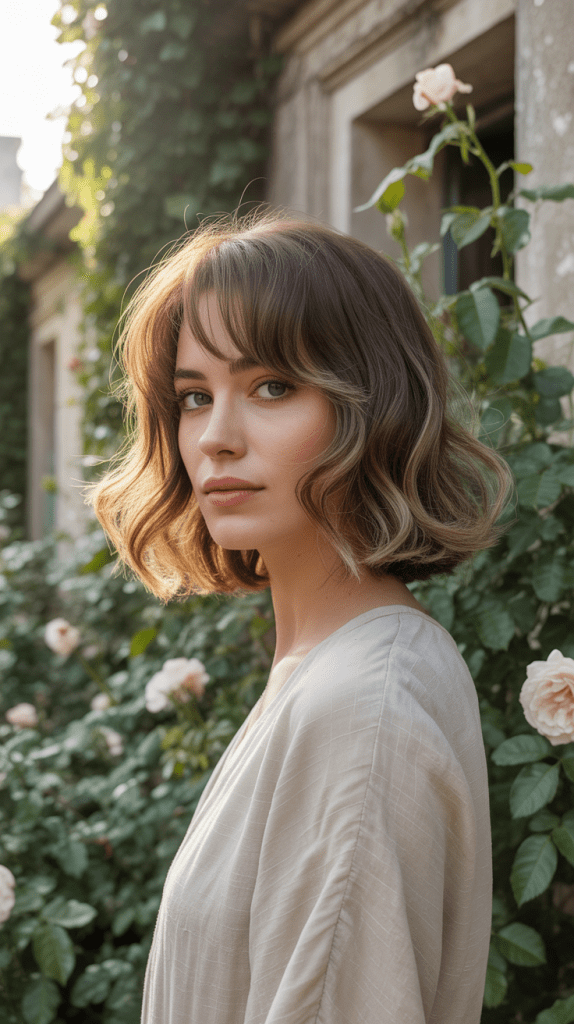 Romantic Shag Bob with Wispy Side Bangs