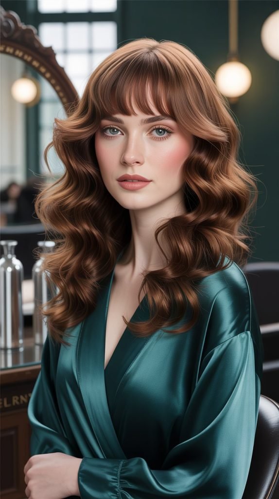 Long Wispy Bangs with Voluminous Curls
