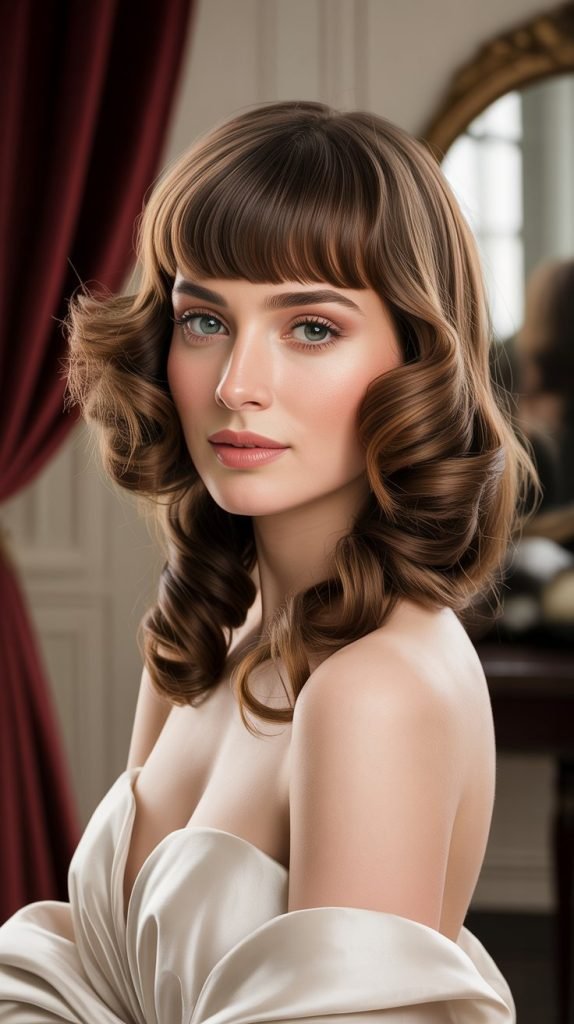 Layered Bangs with Cascading Curls