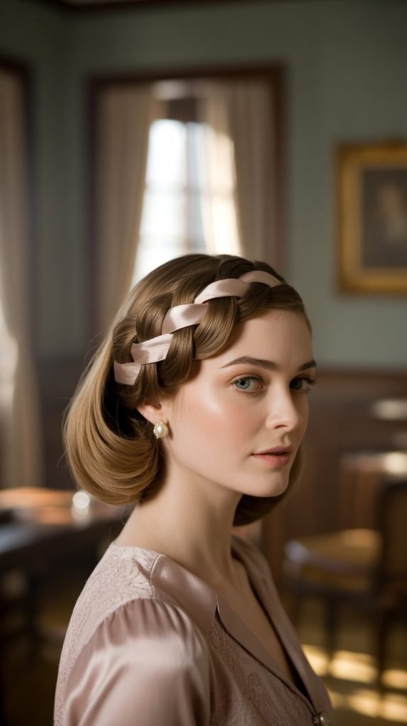 French Braid Bob with Ribbon