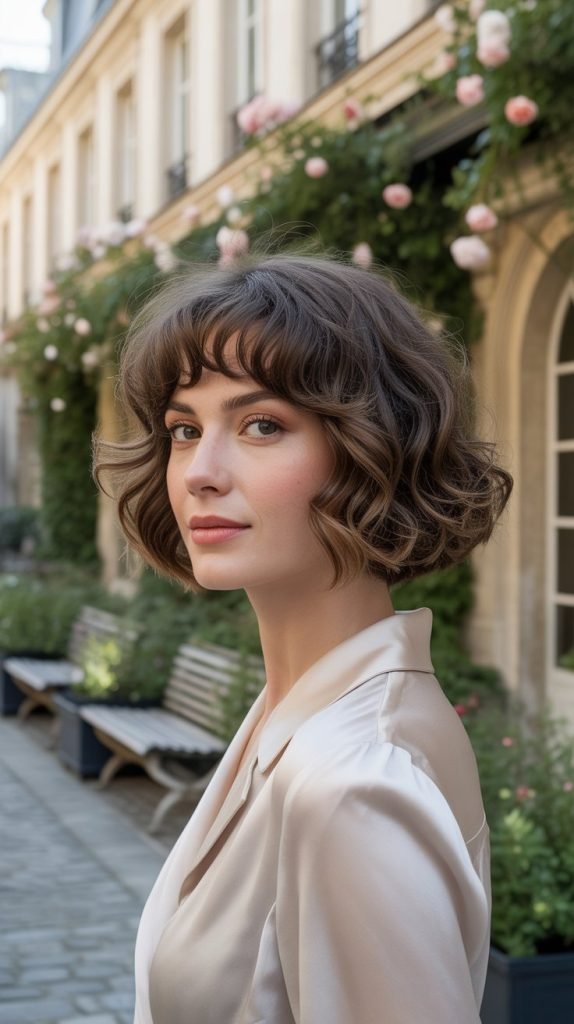 Wavy French Bob with Curtain Bangs