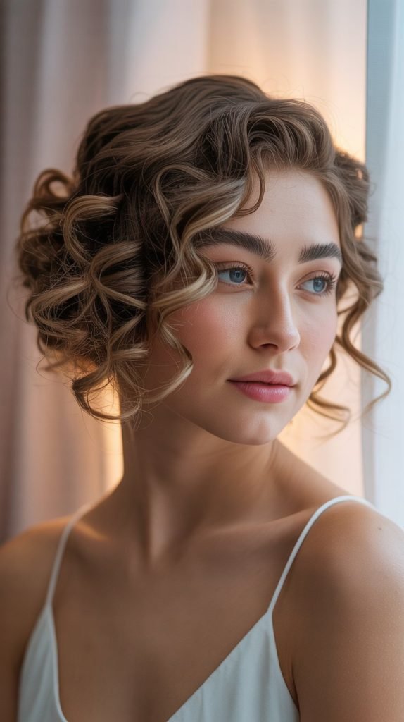  Curly Side-Swept Style