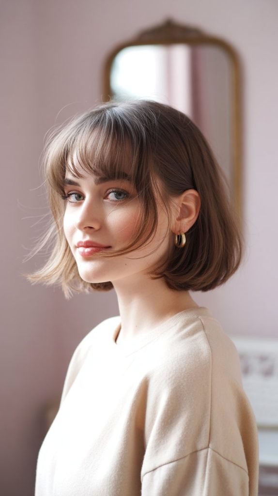 Bob with Soft Curtain Bangs