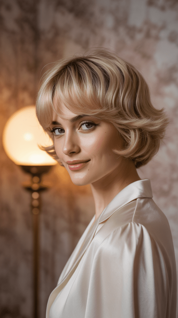 Feathered Blonde French Bob