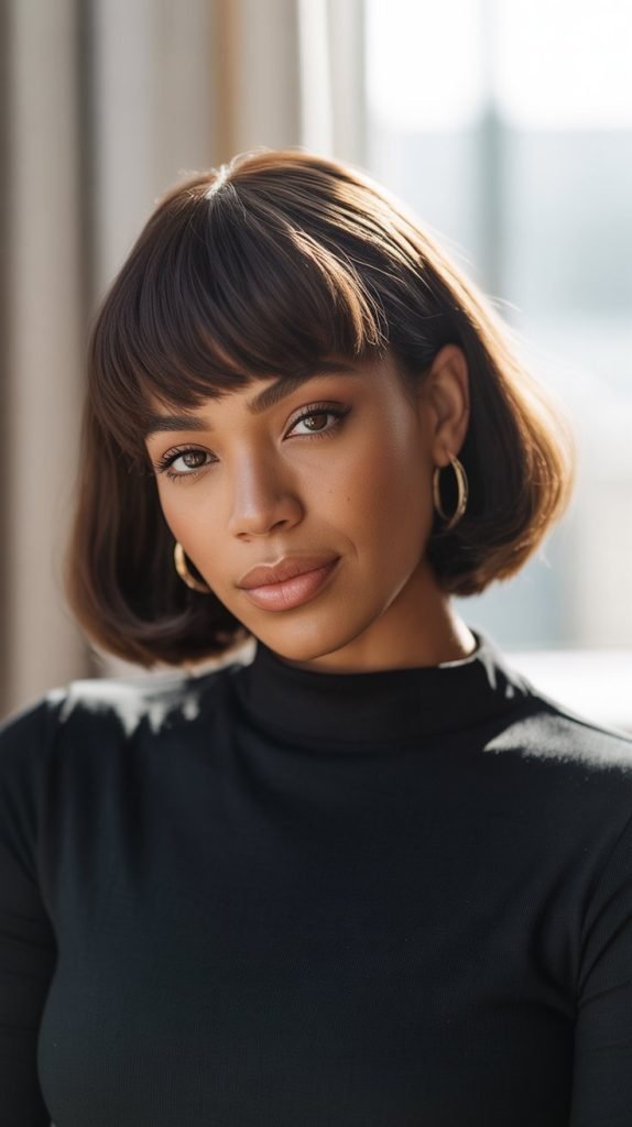 Side-Swept Bangs Jawline Bob