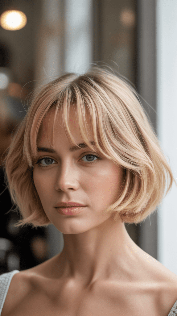 Classic Shaggy French Bob with Wispy Bangs