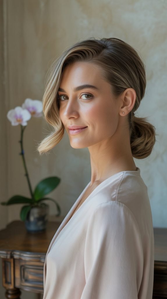  Side-Swept Low Ponytail