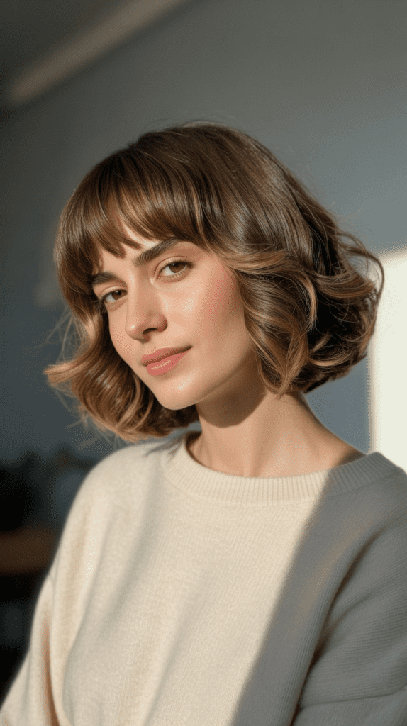 Rounded Shag Bob with Curved Bangs