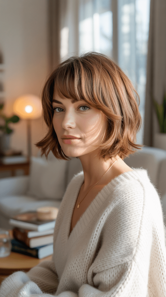 Lived-In Shag Bob with Grown-Out Bangs