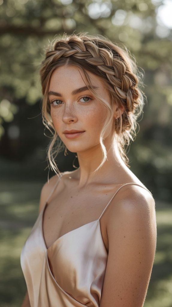 Braided Crown with Loose Texture