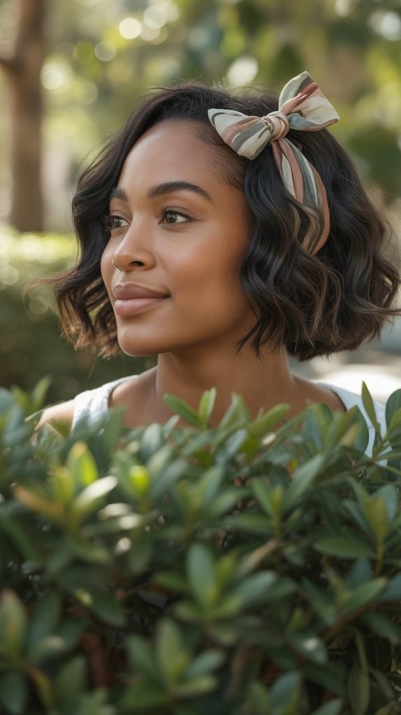 13. Wavy Bob with Casual Bow