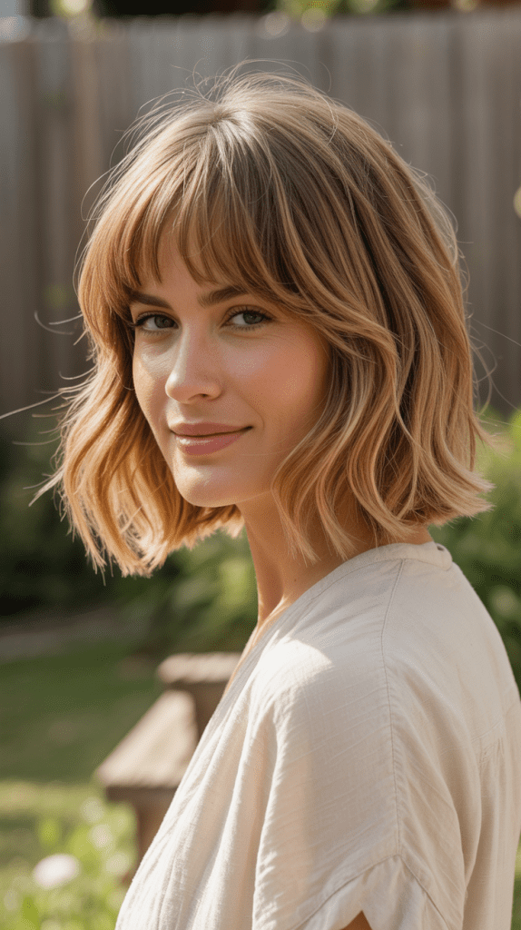 Effortless Shag Bob with Natural Bangs
