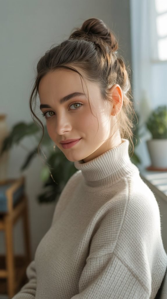 Side Bun with Face-Framing Layers