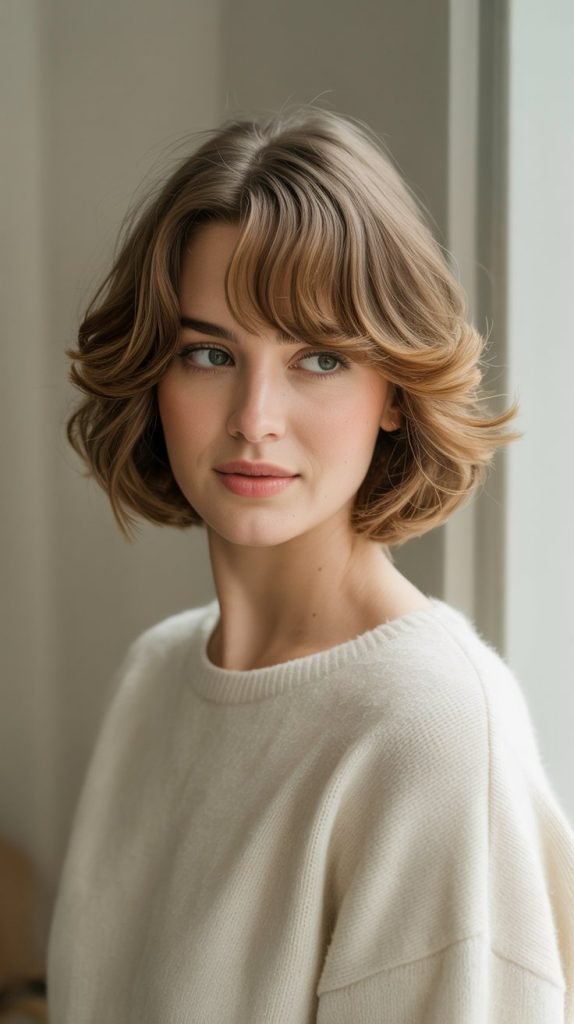 Feathered Bob with Swooped Bangs