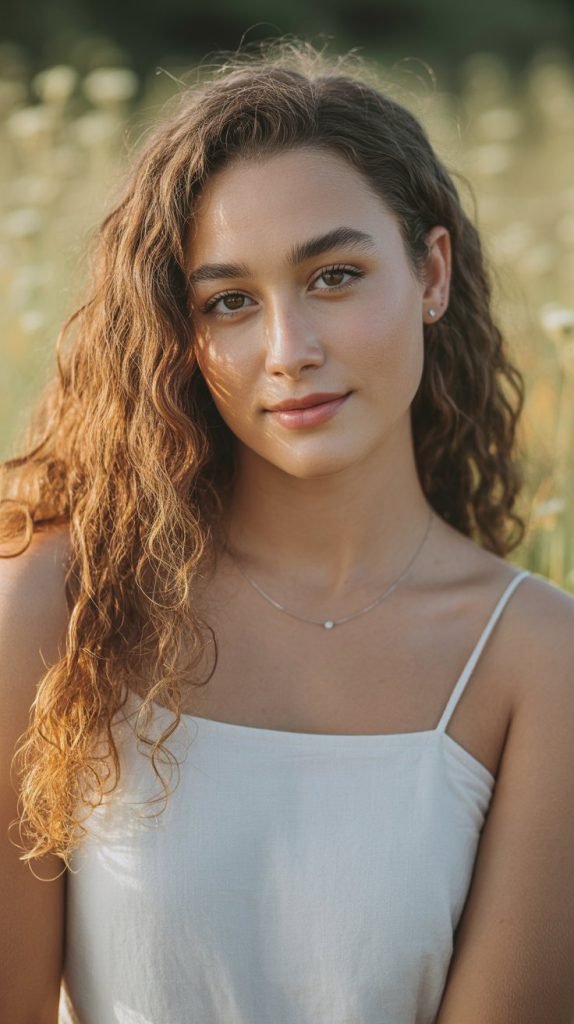 Long Curly Cut with Peek-a-Boo Face-Framing Highlights