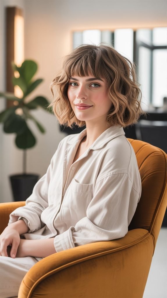 . Piece-y Bangs with Relaxed Curls