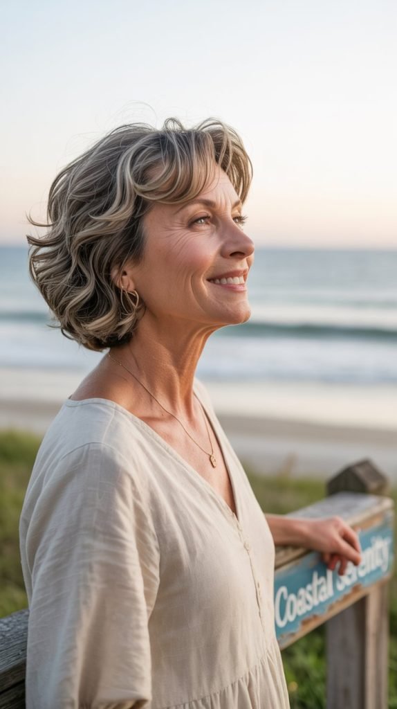 Textured Feathered Bob with Beach Waves