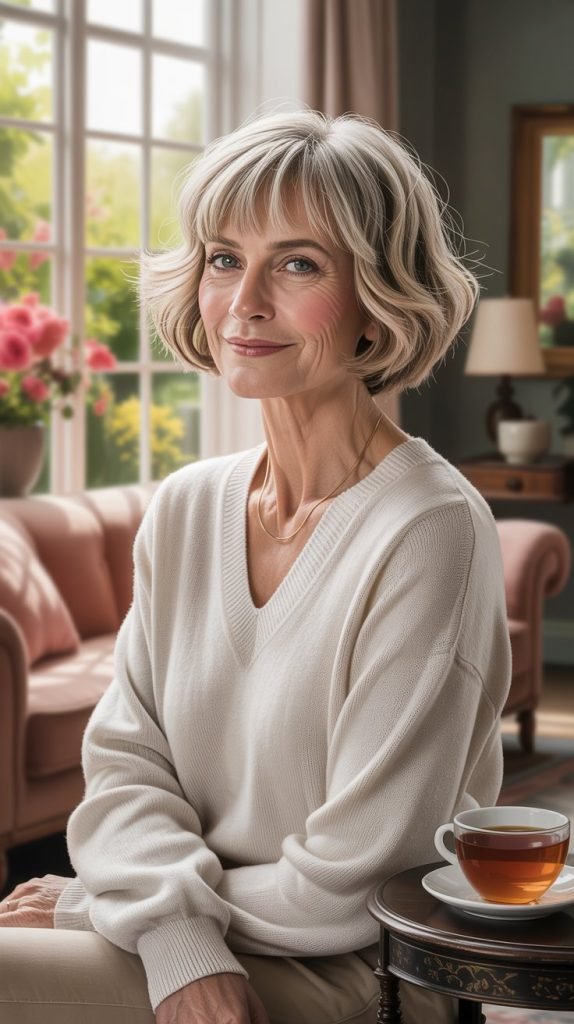 Textured Lob with Choppy Bangs