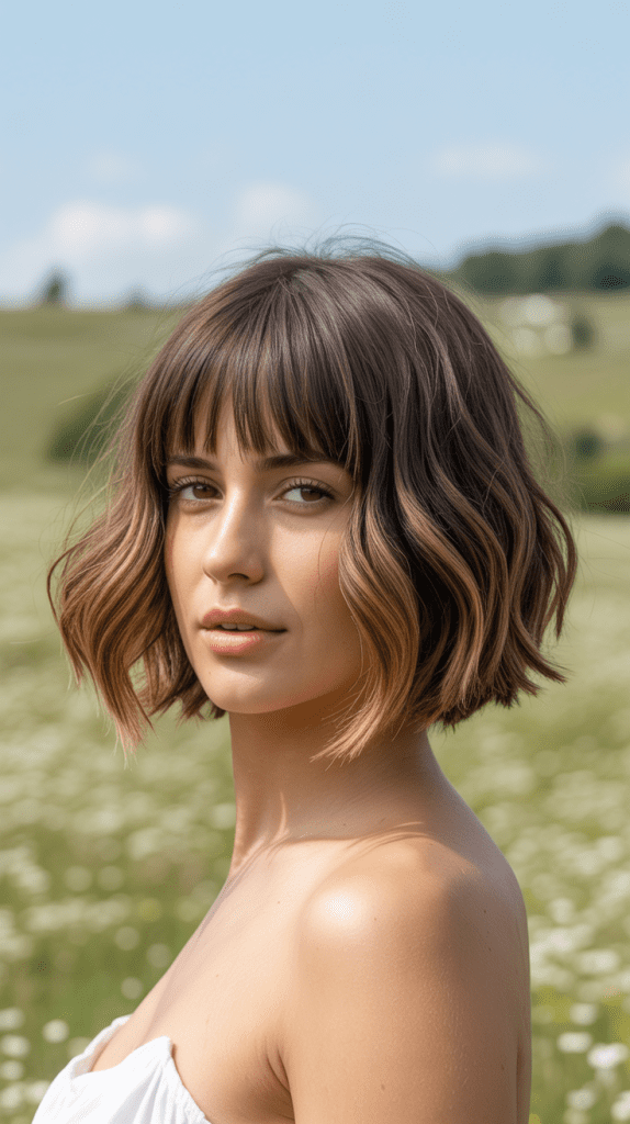  Textured Shag Bob with Curtain Bangs