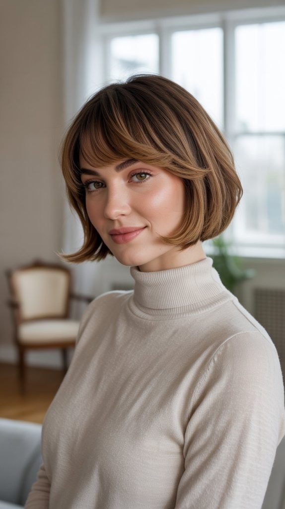 Bob with Side-Swept Bangs for Versatility