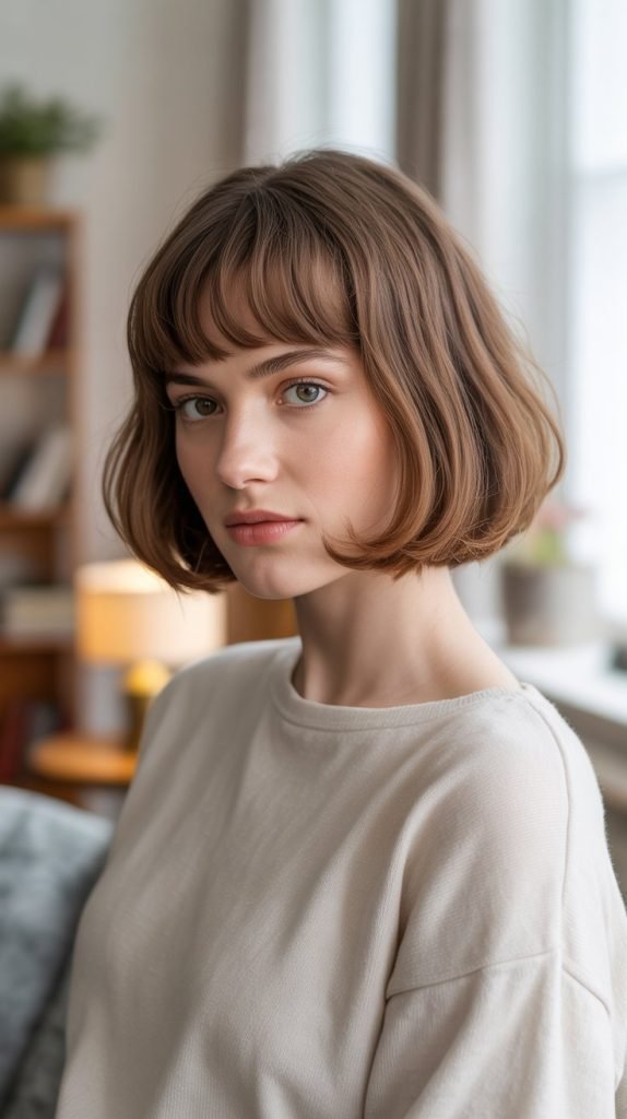Chin-Length Bob with Grown-Out Bangs