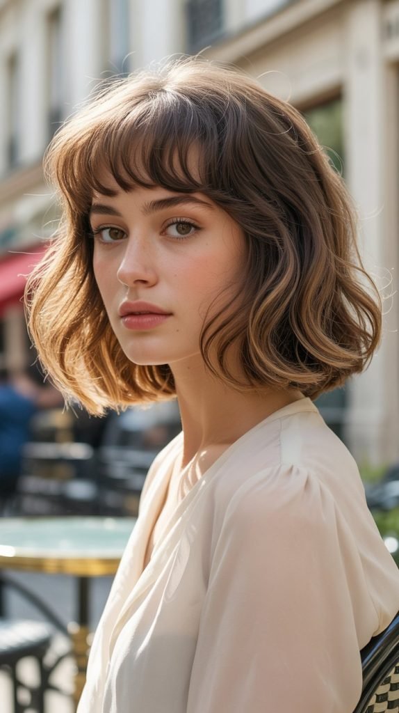 Wavy Lob with Curtain Fringe Layers