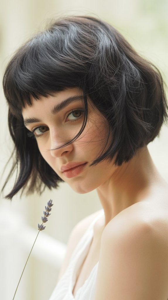 Wispy Black Blunt Bob