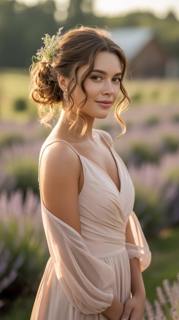 Romantic Loose Updo with Curls