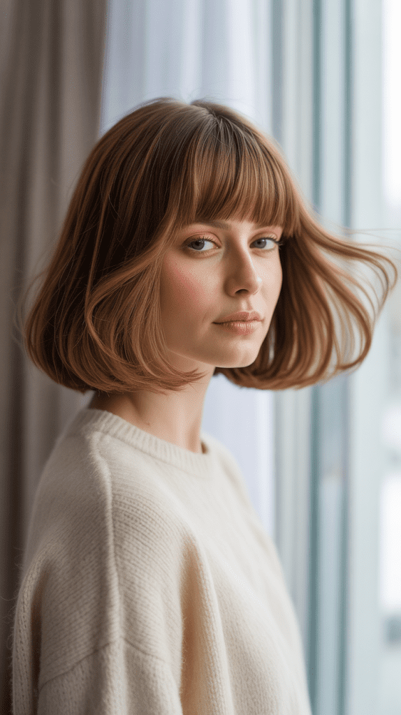 Ear-Length Bob with Swoopy Bangs