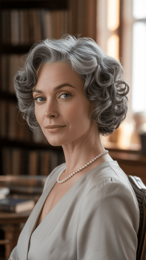  French Bob with Natural Gray Curls