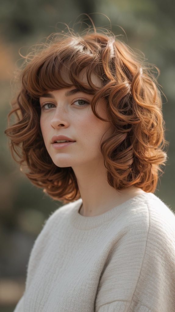 Curly Fringe with Medium Layers