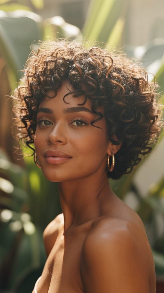 4. Curly Ear-Length Bob