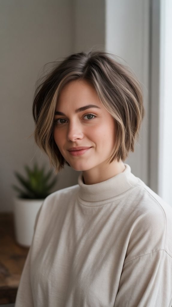Stacked Bob with Textured Roots