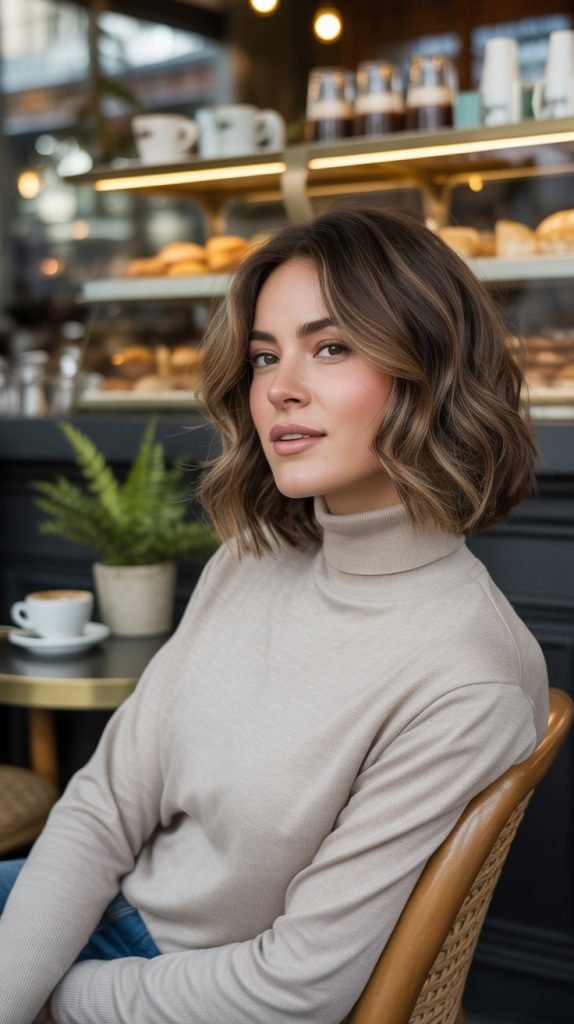 3. Textured Lob with Mocha Highlights