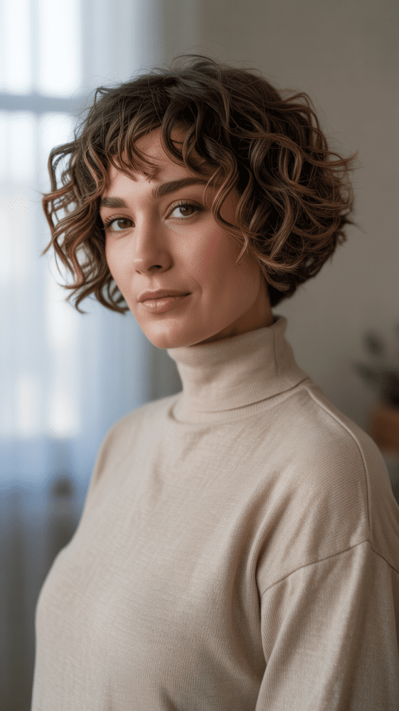 Curly Shaggy Bob with Scrunched Texture