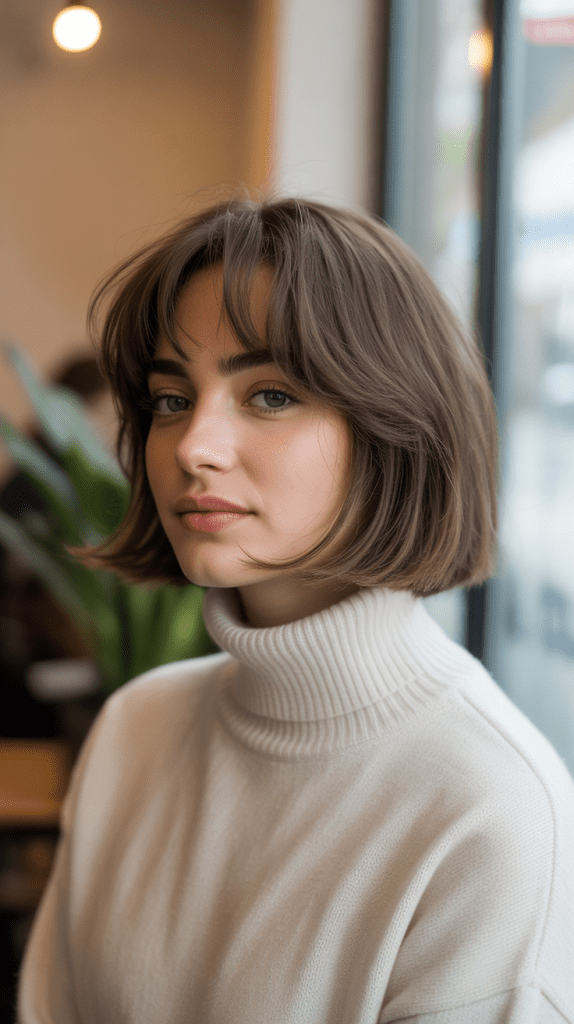 Textured Blunt Bob with Wispy Bangs