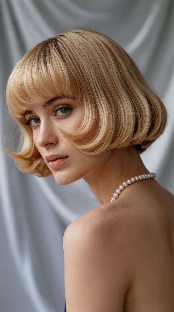  The Curved Bob with Arched Bangs