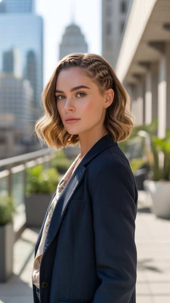 Half-Up French Braid Bob