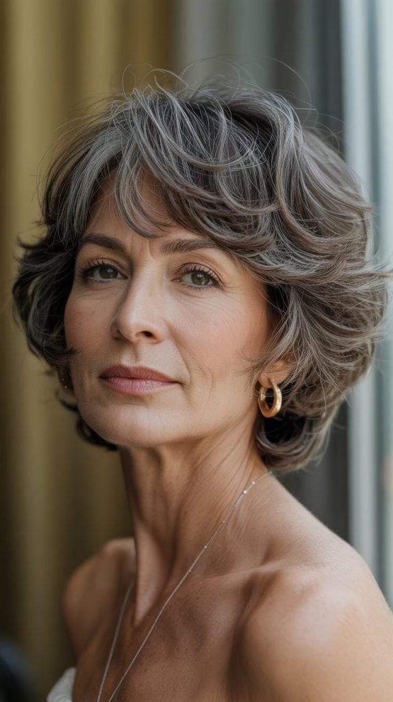 Textured Feathered Bob with Wispy Bangs